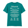 The Big Feastival 2025 Line Up T-Shirt Jade by 2025 features the event’s musical acts, food vendors, and highlights printed in white on the back.